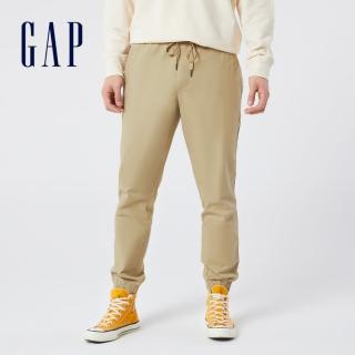 【GAP】男裝 時尚通勤鬆緊卡其褲(842136-卡其色)