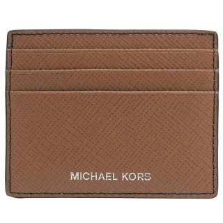 【Michael Kors】銀字LOGO防刮皮革信用卡名片夾隨身卡(咖)
