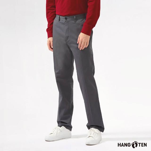 【Hang Ten】男裝-斜紋布修身/防皺直筒基本款長褲(多款選)