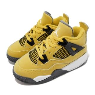 【NIKE 耐吉】休閒鞋 Jordan 4 Retro TD 童鞋 經典款 喬丹4代 復刻 小童 閃電  黃 黑(BQ7670-700)
