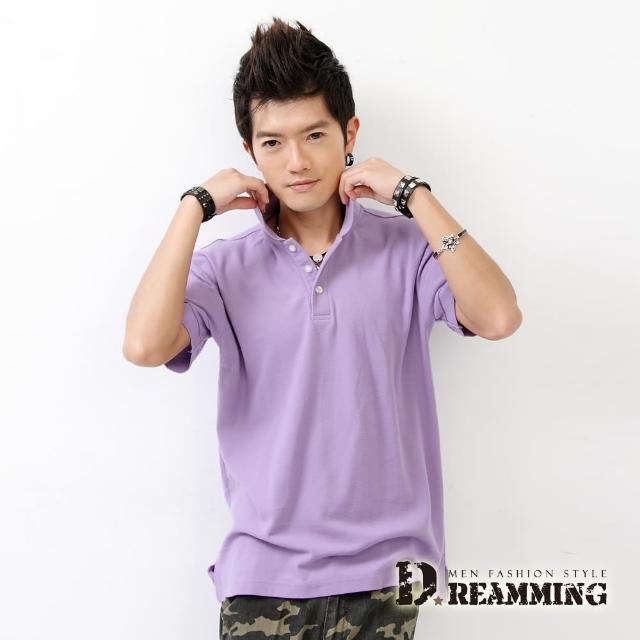【Dreamming】美式素面網眼短袖POLO衫(深紫/地中藍/淺紫)