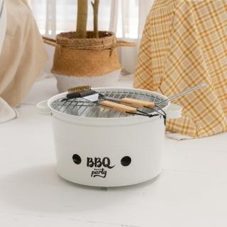 【YU Living 信歐傢居】北歐風鐵製BBQ烤爐 烤肉爐(白色)