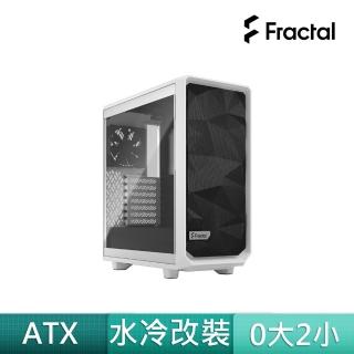【Fractal Design】Meshify2 Compact Clear TG 電腦機殼-白(稜角網孔過濾風流)
