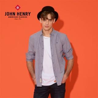 【JOHN HENRY】牛仔扣領刺繡logo襯衫-灰