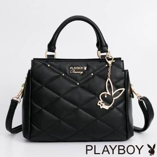 【PLAYBOY】手提包附長背帶  Dazzle系列(黑色)
