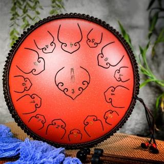 【美佳音樂】14吋15音C調 全新碳鋼/加厚鼓體 空明鼓 空靈鼓-星斑紅(鋼舌鼓/忘憂鼓/附鼓包)