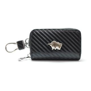 【DRAKA 達卡】真皮編織V系列-汽車遙控鎖包-午夜黑(44DK1670-9837)