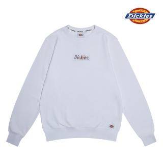 【Dickies】男款白色純棉字母刺繡徽章大學T｜DK009475C4D