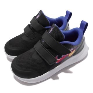 【NIKE 耐吉】慢跑鞋 Star Runner 3 SE 童鞋 輕量 魔鬼氈 舒適避震 小童 童趣印花 黑彩(DJ4696-013)