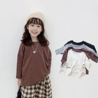 【橘魔法】素面寬鬆落肩一字領長袖上衣（小孩賣場）(大童 男童 女童 中性款 親子裝 童裝 兒童)