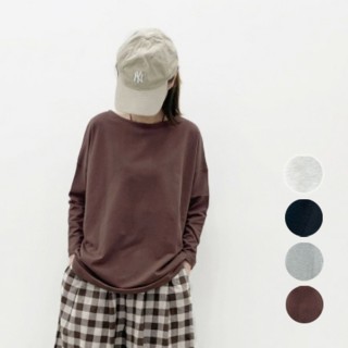 【橘魔法】素面寬鬆落肩一字領長袖上衣（大人賣場）(薄長袖 大人 童裝 親子裝 兒童)