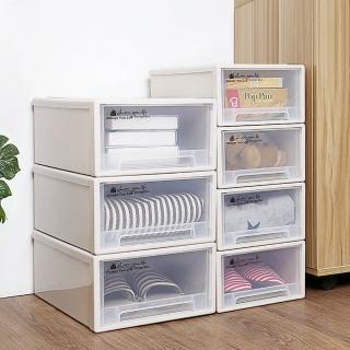 【居家生活Easy Buy】日式無印風可堆疊抽屜收納箱40X40X21CM-4入(收納箱 置物箱 可堆疊 抽屜箱)