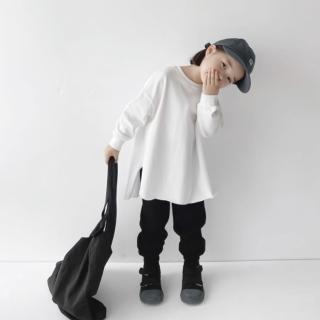 【橘魔法】前短後長開岔磨毛長袖上衣（小孩賣場）(衛衣 中性款 大童 男童 女童 兒童 童裝 親子裝)