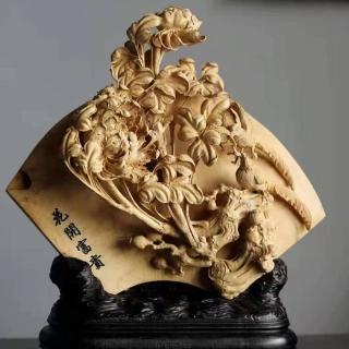 【桃花源創意工坊】花開富貴-小葉黃楊木(木雕)