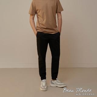 【GIORDANO 佐丹奴】男裝素色卡其抽繩束口褲(09 標誌黑)
