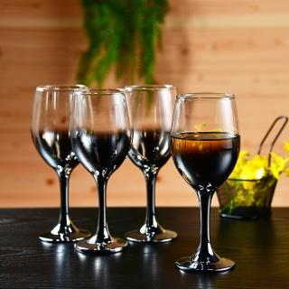 【YU Living 信歐傢居】銀色漸層玻璃高腳杯四件組 水杯 酒杯(四件一組/350ml/銀色)