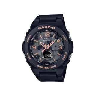 【CASIO 卡西歐】卡西歐 BABY-G 花卉風格雙顯手錶(黑 BGA-260FL-1A)