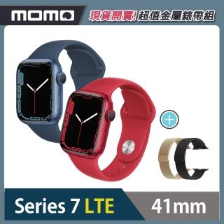 金屬錶帶超值組★【Apple 蘋果】Apple Watch S7 LTE 41mm(鋁金屬錶殼搭配運動型錶帶)