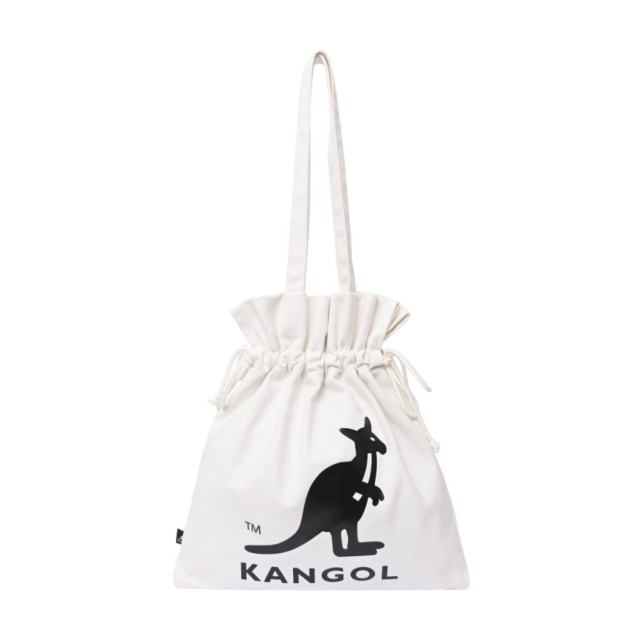 【KANGOL】英國袋鼠質感棉布抽繩托特包