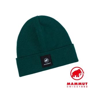 【Mammut 長毛象】Fedoz Beanie 保暖針織反折豆豆帽 深水鴨綠 #1191-01090