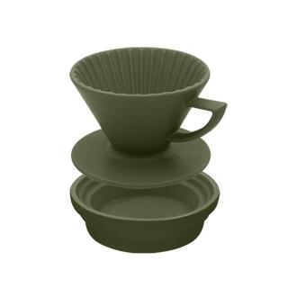 【sadomain仙德曼】陶瓷濾杯組合-消光綠-1-3人份(贈V型濾紙100枚入1包)
