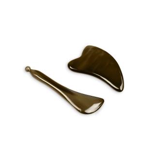 【FINDAY】天然犛牛角 美顏刮痧組-附袋(聖誕禮物 交換禮物 聖誕節｜臉頰拉提｜水腫｜下顎線)