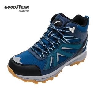 【GOODYEAR 固特異】郊山健行鞋/男 戶外 登山 耐磨 天然橡膠底 高筒 深藍(戶外樂活GAMO13516)