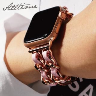 【ALL TIME 完全計時】Apple Watch S7/6/SE/5/4 42/44/45mm 雙鏈皮革鋼錶帶_贈調錶帶工具