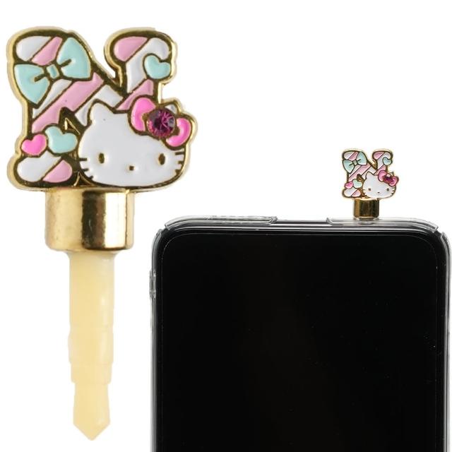 【TDL】HELLO KITTY凱蒂貓英文字鐵片造型手機耳機孔防塵塞 1084158(平輸品)