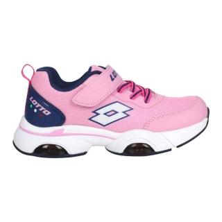 【LOTTO】19-23CM_女大童輕量雙氣墊跑鞋-反光 童鞋 慢跑 運動 避震 粉紅丈青(LT1AKR3833)