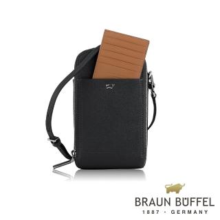 【BRAUN BUFFEL 德國小金牛】台灣總代理 麥蓓格 迷你斜背包-黑色(BF666-720-BK)