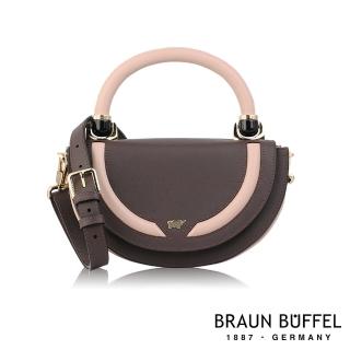 【BRAUN BUFFEL 德國小金牛】台灣總代理 雅典娜 半月形手提包-咖啡色(BF680-46-JA)