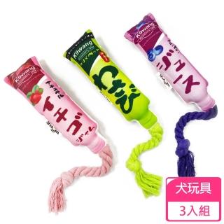 【iCat 寵喵樂】帶繩調味棒寵物玩具-3入組(狗玩具/啾啾玩具/3款可選)