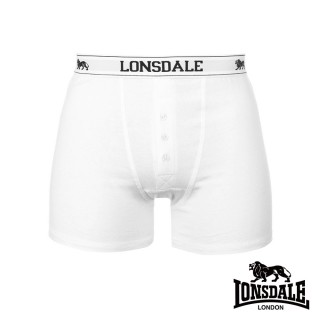 【LONSDALE 英國小獅】英倫紳士-鈕扣平口褲2入(白色 LT422013)