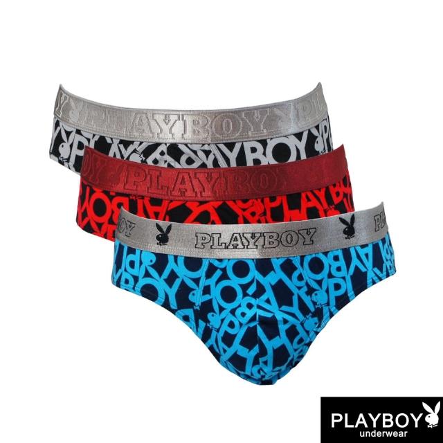 【PLAYBOY】3件組 文字LOGO印花立體囊袋彈力棉三角褲-速(三角褲/男內褲)
