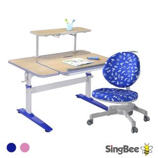 【SingBee 欣美】LeTaHo喜學兒 手搖升降L桌115cm桌面+上層板+126椅(兒童書桌椅/學習桌椅/成長桌椅組)