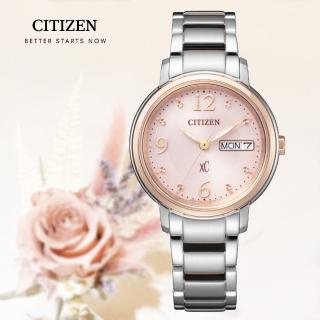 【CITIZEN 星辰】XC 光動能藍寶石玻璃雙色女錶-32.5mm(EW2425-57W 代言人廣告款 日期星期顯示)