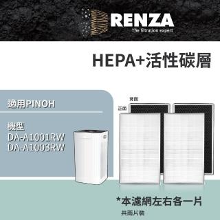 【RENZA】副廠濾網 適用 PINOH 品諾 超級大王 空氣清淨機  DA-A1001RW 左右兩片裝(替代 DA-A01)