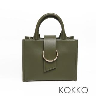 【KOKKO 集團】曼哈頓高級真皮手提側揹大方包(墨綠色)