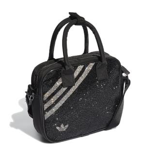 【adidas 愛迪達】拖特包 Tote Bag 休閒 女款 愛迪達 三葉草 手提 可拆卸背帶 水鑽 黑 銀(H09141)