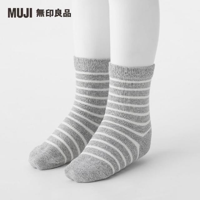 【MUJI 無印良品】兒童棉混腳跟特殊編織橫紋直角襪(共3色)