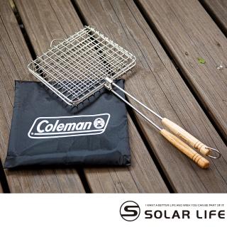 【Coleman】網狀烤盤CM-37304(雙合烤網 兩面烤肉架 烤魚網夾 露營BBQ燒烤 木柄雙合烤肉網)