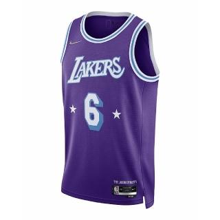 【NIKE 耐吉】球衣 Swingman Jersey 籃球 男款 Lebron James 洛杉磯 湖人 紫藍白(DB4032-506)