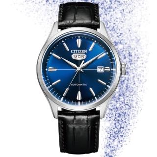 【CITIZEN 星辰】C7經典復刻銀色時刻小牛皮紳士機械錶-40mm(NH8390-20L 星期與日期顯示)