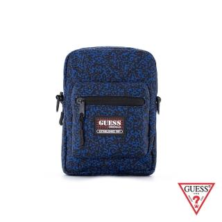 【GUESS】男包-潮流斑紋網格LOGO側肩包-藍(PO844692BLU)