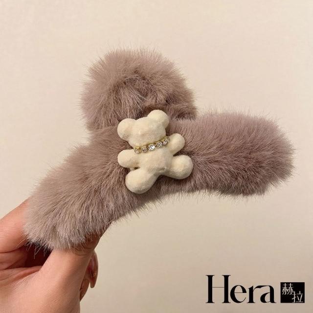 【HERA 赫拉】可愛毛絨鑲鑽小熊鯊魚夾/髮夾-3色 H110120327(小熊鯊魚夾/髮夾)