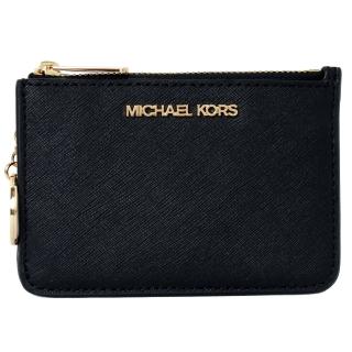 【Michael Kors】JET SET卡片吊飾金字LOGO零錢卡夾包(經典黑)
