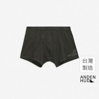 【Anden Hud】男款_Stay Home．長版緊帶四角內褲(深橄欖-幾何海豹)