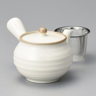 【福介商店】日本陶壺 美濃燒 粉引新型六兵衛 橫手急須 0.45L(泡茶壺 沖泡壺 橫柄壺具)