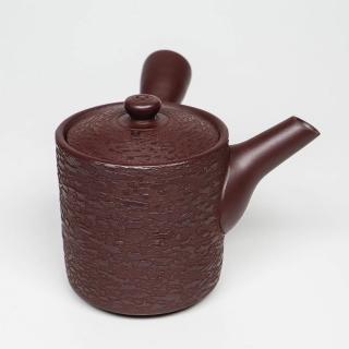 【福介商店】日本陶壺 萬古燒 切立松皮 橫手急須0.15L(泡茶壺 沖泡壺 橫柄壺具 橫把茶壺)